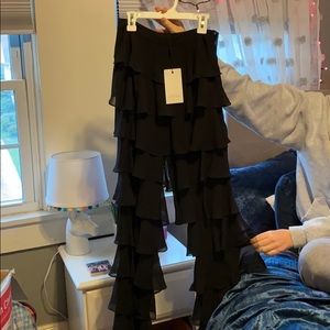 Black ruffled flared pants NEVER WORN!